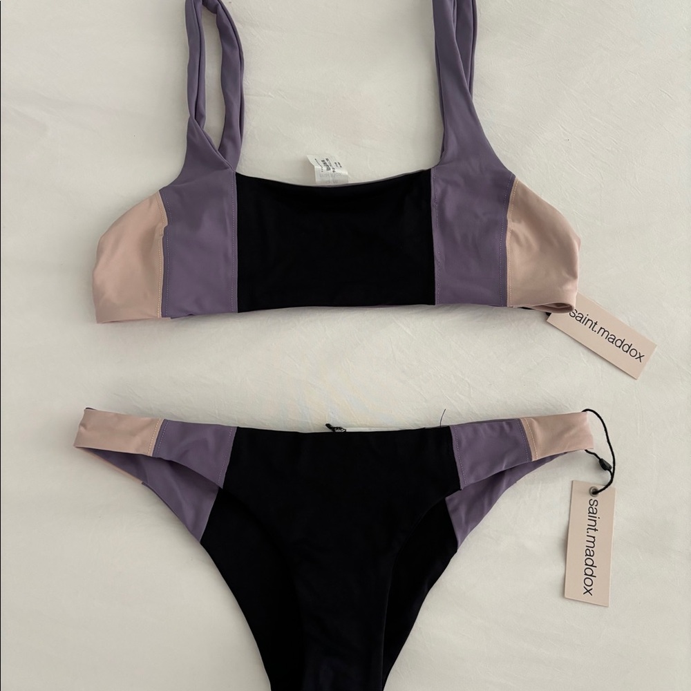 Women's Purple and Black Bikini Set
